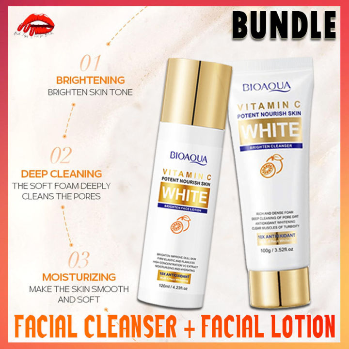 Bundle Bioaqua Vitamin C White Whitening Facial Cleanser G