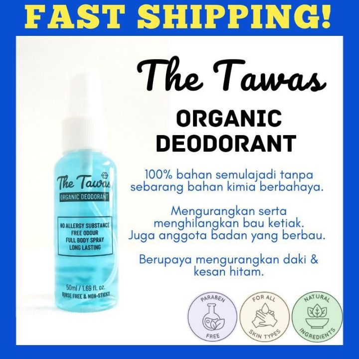 Ubat Ketiak Organic Deodorant Natural The Tawas Ml Spray Hilang Bau