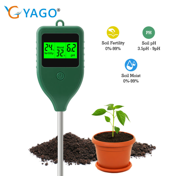 RCYAGO 3 In 1 Soil Moisture Meter PH Moisture Fertility Tester Soil