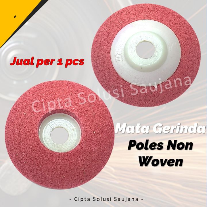 Mata Gerinda Poles Stainless Non Woven Pad Merah Amplas Batu Grinda