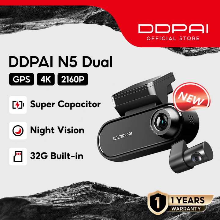 DDPAI N5 Dual DashCam 4K Ultra HD GPS Mapping D² Dual Channel Storage