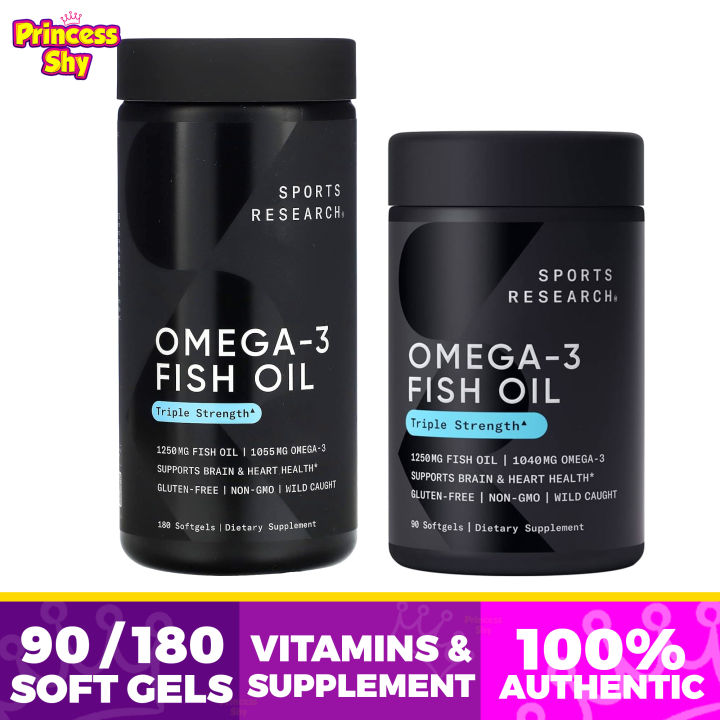 Sports Research Omega 3 Fish Oil Triple Strength 90 180 Softgels