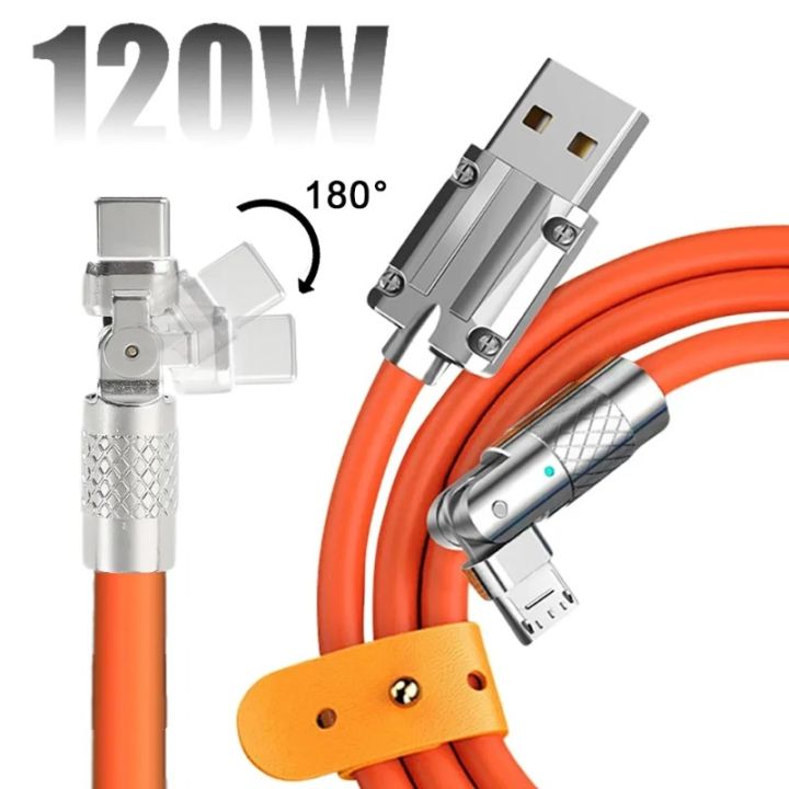 120W 6A Super Fast Charging Micro USB Type C Charger Cable For Samsung