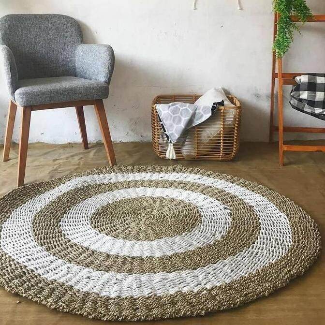 Karpet Rotan Bulat Carpet Anyaman Rotan Alas Lantai Ruang Tamu