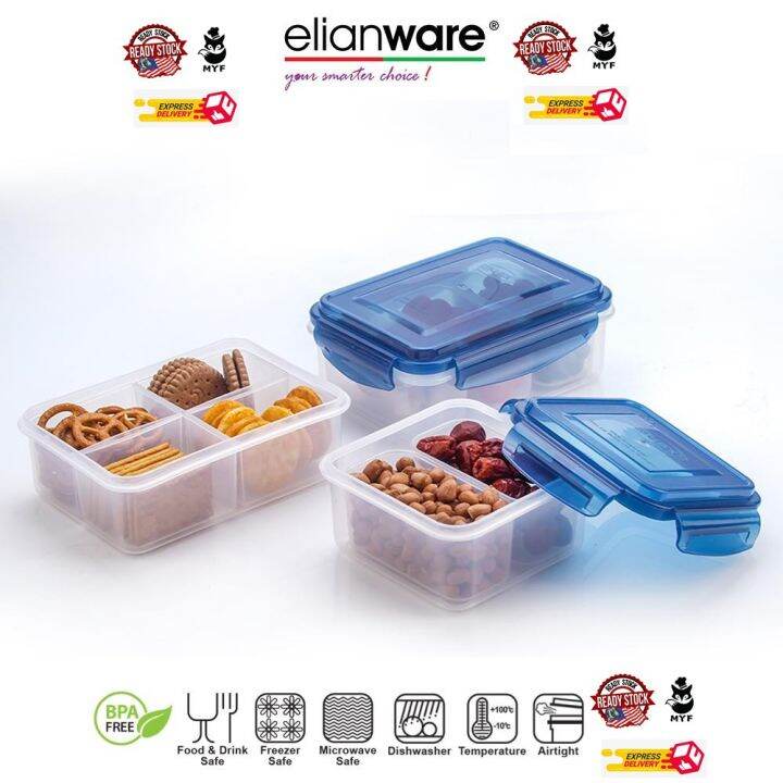 Elianware Ezy Lock Compartments Microwavable 100 Airtight Food