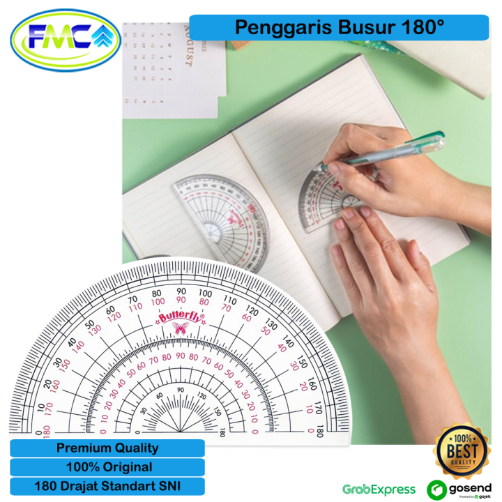 Penggaris Busur Butterfly Garis Drajat Protractor 180 Derajat Acrylic