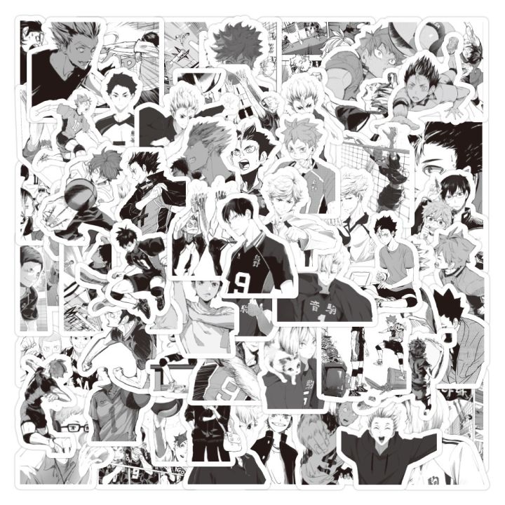 100PCS Anime Haikyuu Black And White Graffiti Stickers For Helmet