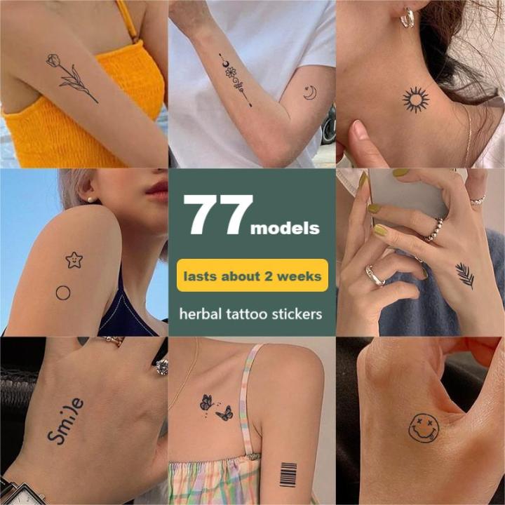 Small Fresh Herbal Juice Tattoo Stickers Non Reflective Semi Permanent