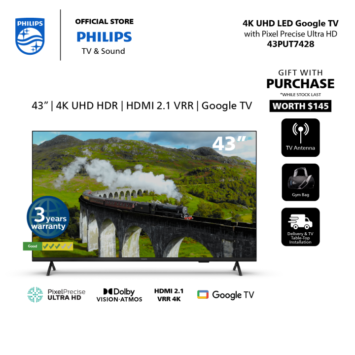 PHILIPS 4K UHD LED 43 Inch Google TV 43PUT7428 98 Youtube Netflix