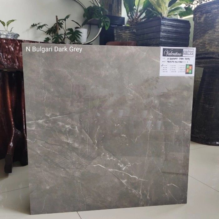 Granit Lantai 60x60 Bulgari Dark Grey By Valentino Textur Glossy