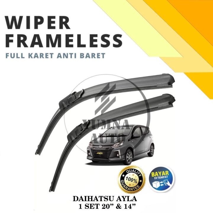 Wiper Frameless Full Karet Anti Baret Daihatsu Ayla Toyota Agya 1 Set