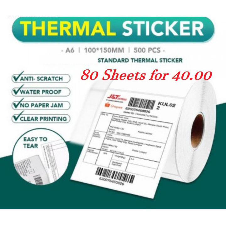 500pcs Thermal Sticker 100 100A6 Paper Roll Fold Stack Airway Bill