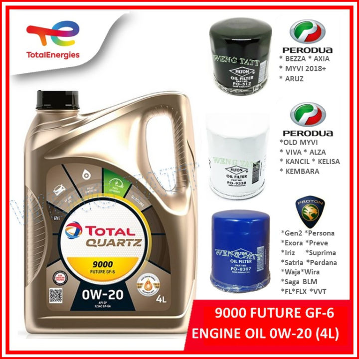 TOTAL 0w20 4L Fully Synthetic SN Engine Oil Car Lubricant 0w 20 Minyak