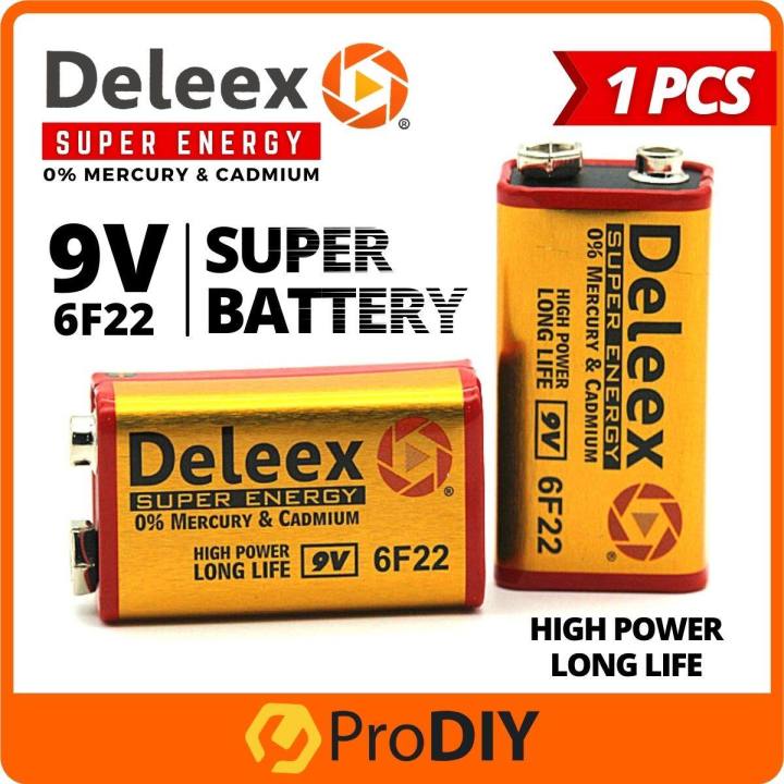 9V DELEEX 6F22 High Power Long Life Battery Heavy Duty Super Energy For