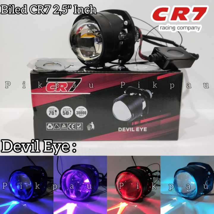 Lampu Utama Biled Projector CR7 Original 2 5inch Premium Devil Eye Biru