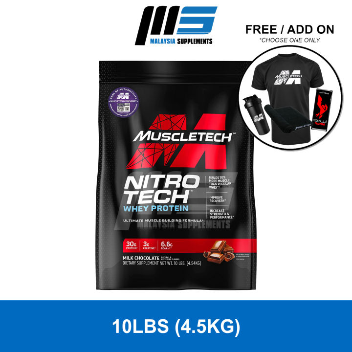 MuscleTech Nitro Tech 10lbs FREE GIFT Nitrotech Whey Protein