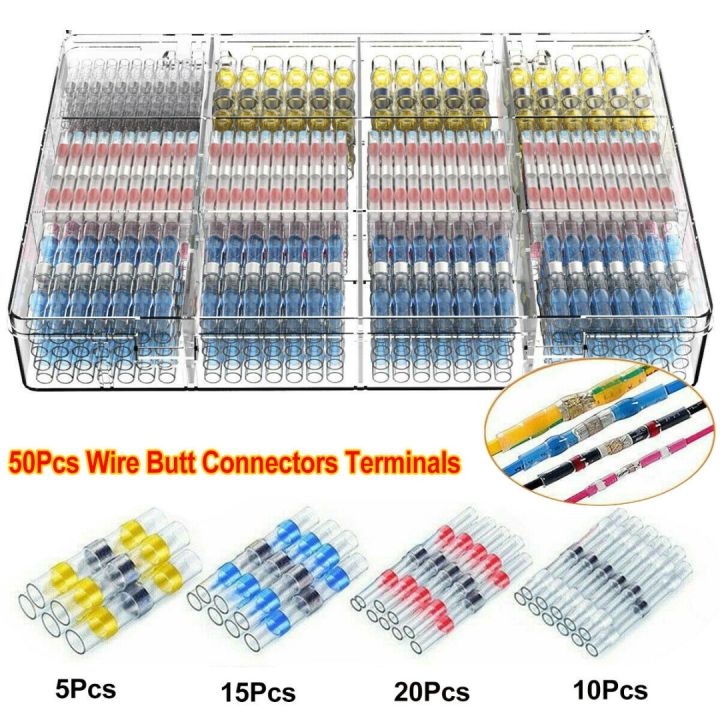 Pcs Solder Seal Heat Shrink Sleeve Butt Wire Terminals Connectors Kit