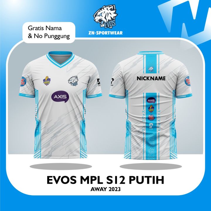 Baju Jersey EVOS MPL Season 12 Away Putih Terbaru 2023 ESport Game