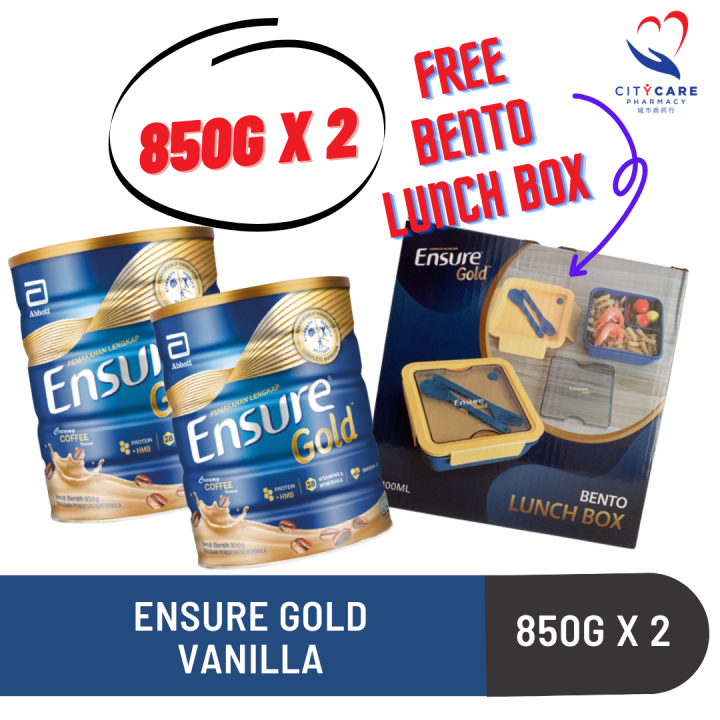 Exp 2 2024 Ensure Gold Vanilla 850g X 2 FREE Bento Lunch Box Lazada