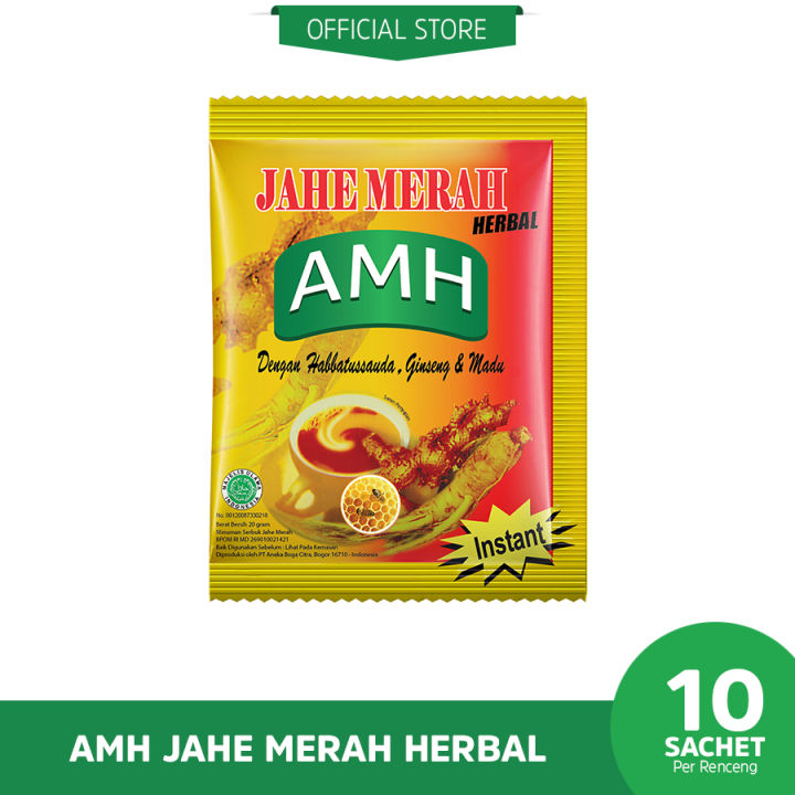 Minuman Kesehatan Jahe Merah AMH Herbal Halal Isi 10 Saset Lazada