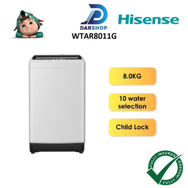 Hisense Washing Machine 8KG Auto Top Load Washer Mesin Basuh Auto Murah