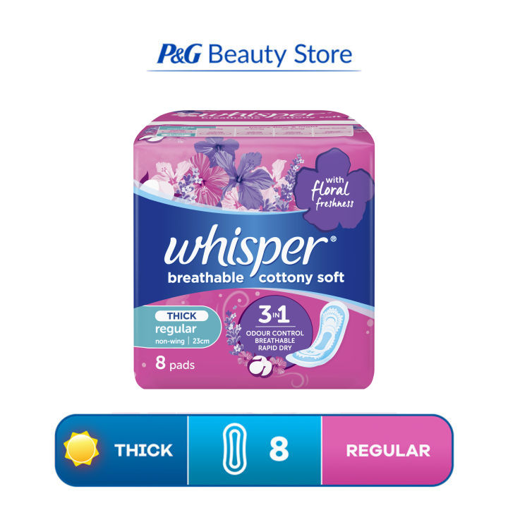 Whisper Cottony Soft Non Wing Sanitary Napkin Pads Regular Flow