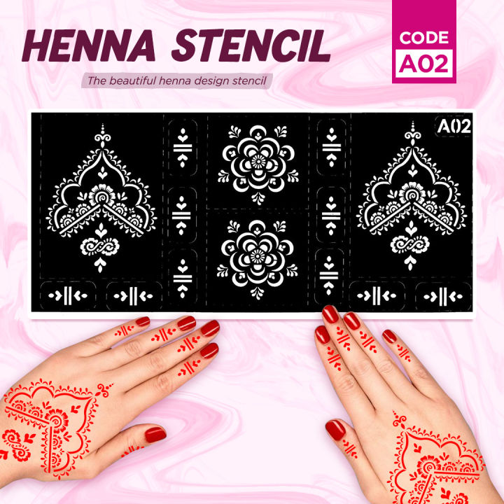 Sticker Corak Inai Henna Stencil A Lazada