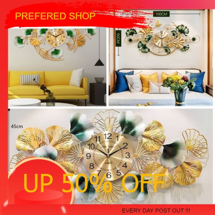 JAM DINDING HIASAN BESI LUXURY IRON WALL CLOCK 60CMX60CM LIVING ROOM