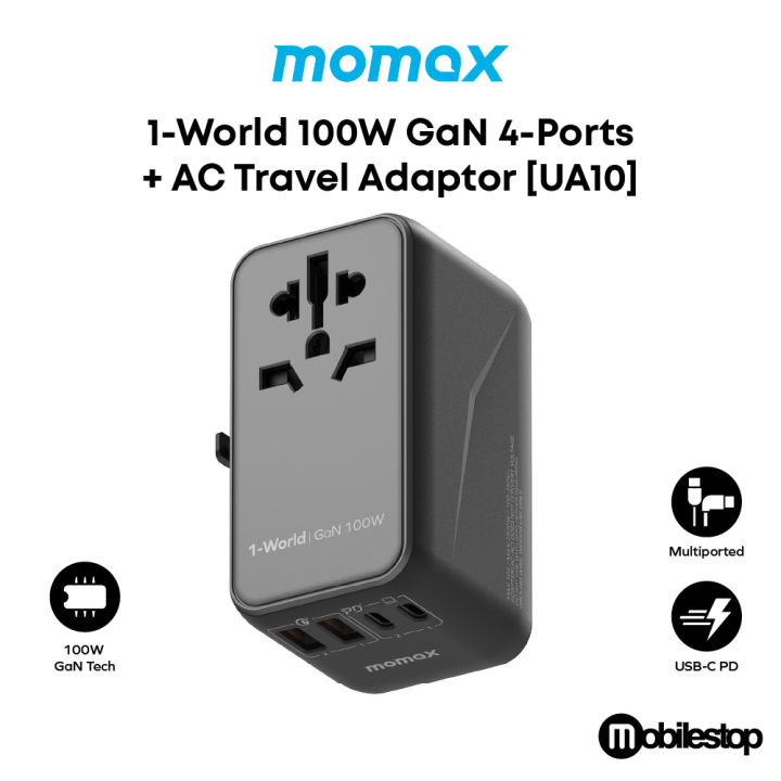 Momax UA10 1 World 100W GaN 4 Ports AC Travel Adaptor Lazada Singapore