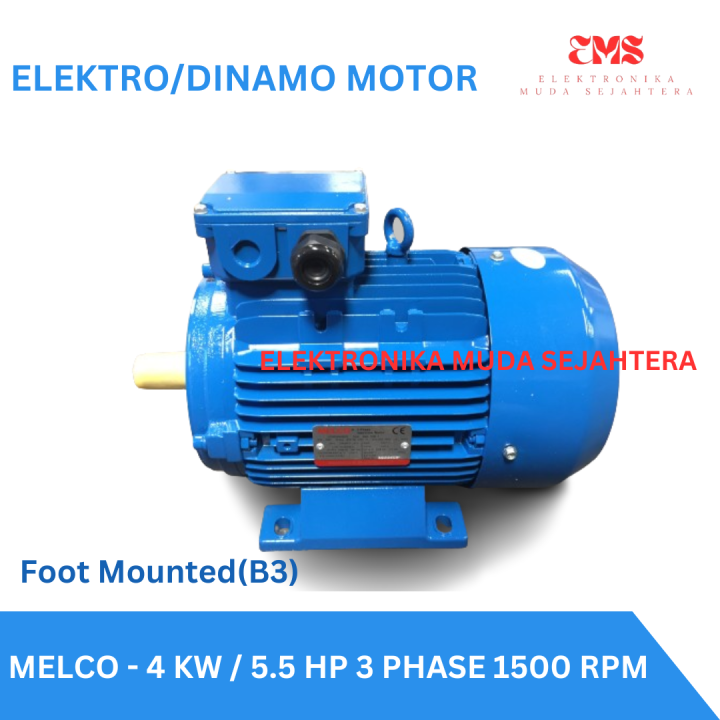 Dinamo Elektro Motor Kw Hp Phase V Hz Melco B Foot