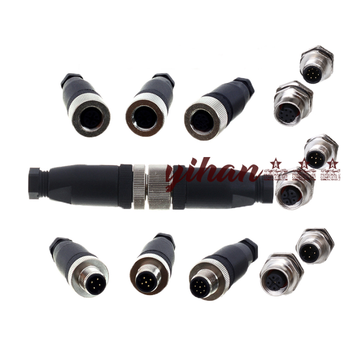 Yihan Waterproof IP67 Male Female Screw Crimp 4 5 8 Pin M12 Aviation