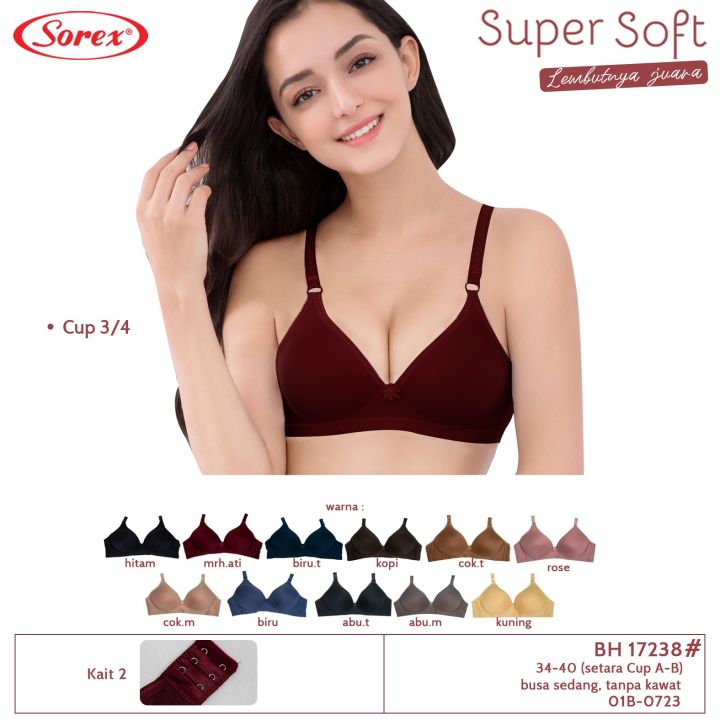 Sorex Bra Tanpa Kawat Busa Sedang Super Soft Cup A B Kait 2 17238