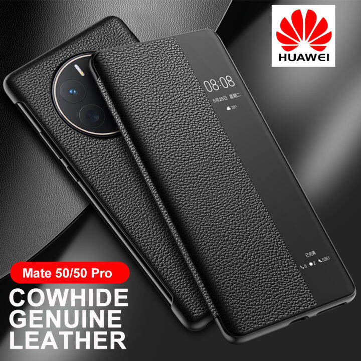 Genuine Leather Flip Cover For Huawei Mate Pro Case Original Mirror