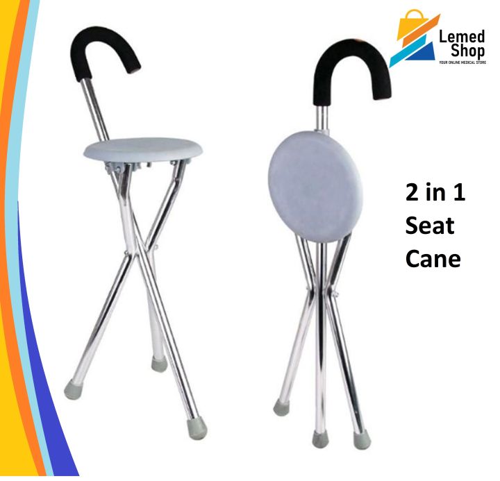 Saklay Folding Cane With Seat Portable Light Weight Tongkat Kerusi