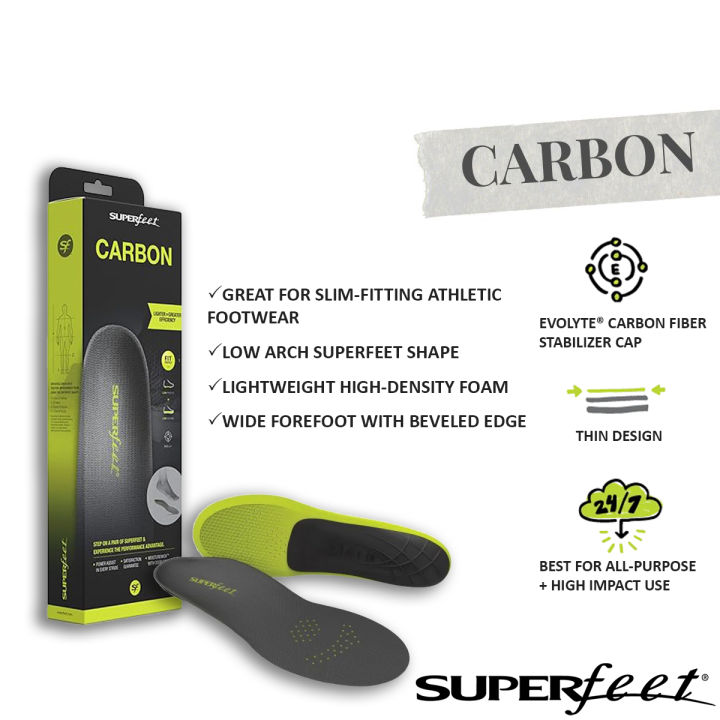 Superfeet Carbon Insoles Trim To Fit Carbon Fiber Performance