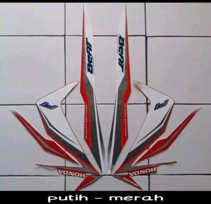 Stiker Striping Les Lis Bodi Motor Honda Beat Fi Eco Iss Merah