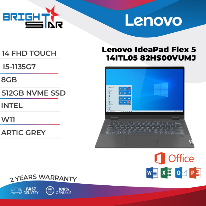 Lenovo Flex Vumj Laptop Artic Grey Inch Fhd Touch Screen Intel