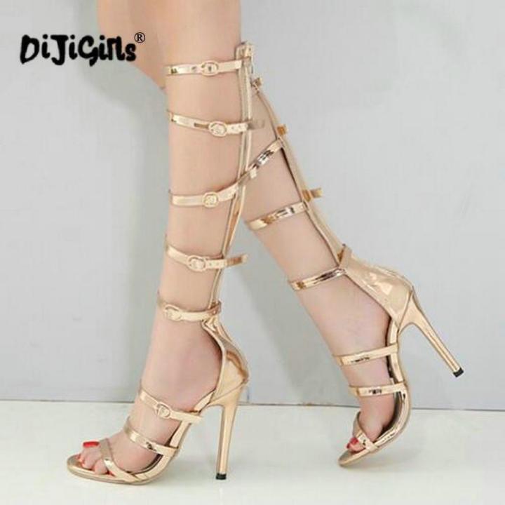 Dijigirls 2023 Summer Hollow Gladiator Sandals Catwalk High Heels Open