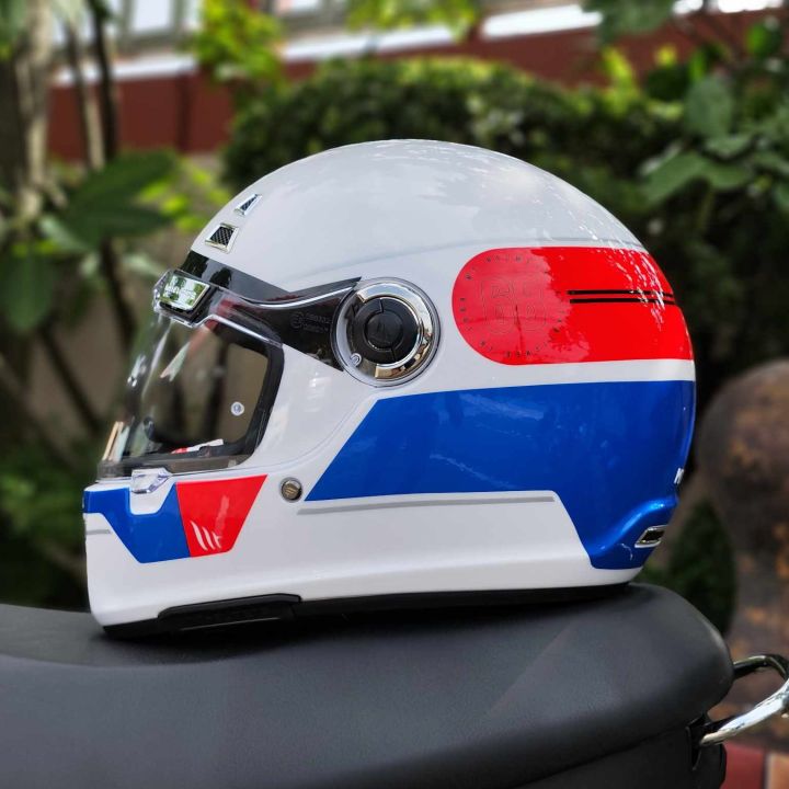 Mt Helmet Jarama Genuine White Blue Red Classic Full Face Single