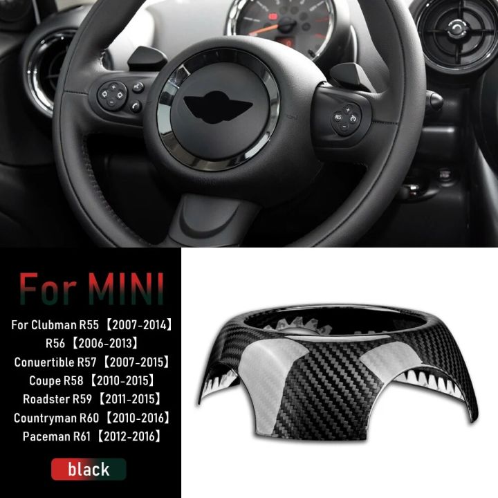 Real Carbon Fiber Steering Wheel Airbag Cover Car Interior For MINI