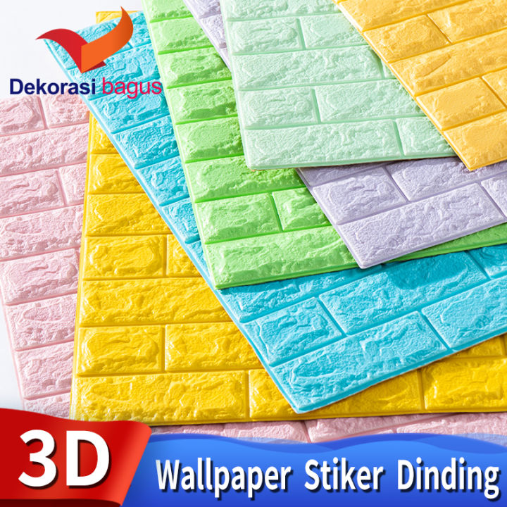 2022 Wallpaper Dinding 3D Foam Motif Batu Bata 7 X 77 CM Dekorasi Kamar