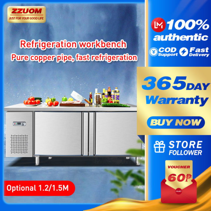 ZZUOM Refrigerated Workbench Commercial Freezer Large Capacity