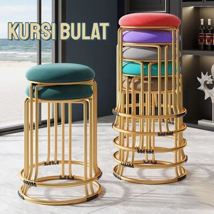 Kursi Bulat Bangku Kursi Cafe Kursi Modern Steel Stools Household