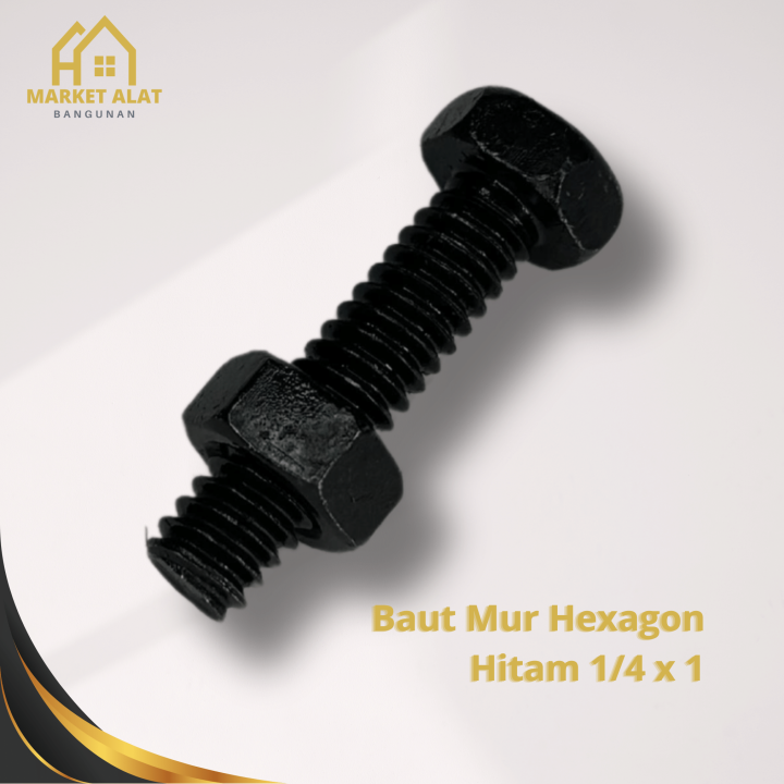 Baut Mur Hexagon X Unc Baja Hitam Kunci Full Set Baut