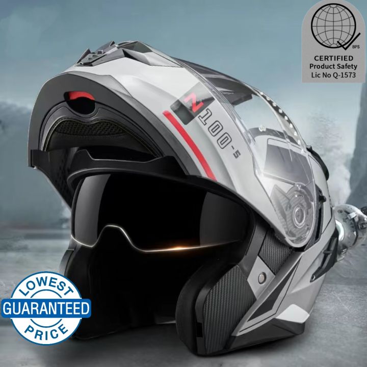 Icc Standard Dual Lens Motorcycle Modular Helmet Suitable For Cm