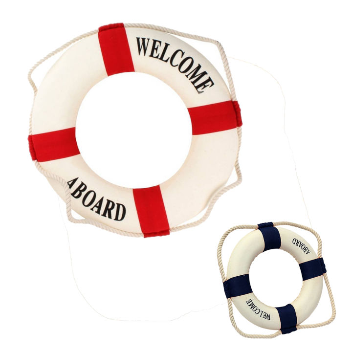 Welcome Aboard Foam Nautical Life Lifebuoy Ring Boat Wall Hanging Home