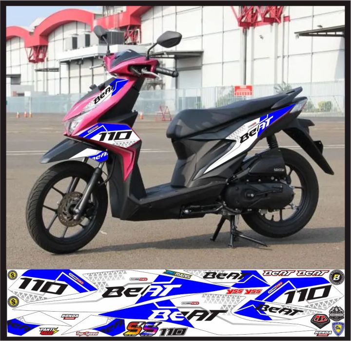 STRIPING STIKER MOTOR HONDA BEAT NEW DELUXE ISS VARIASI STRIPING SIMPLE