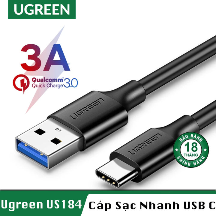 Cáp Sạc Nhanh USB Type C Sang USB 3 0 Ugreen US184 QC 3 0 Tốc Độ