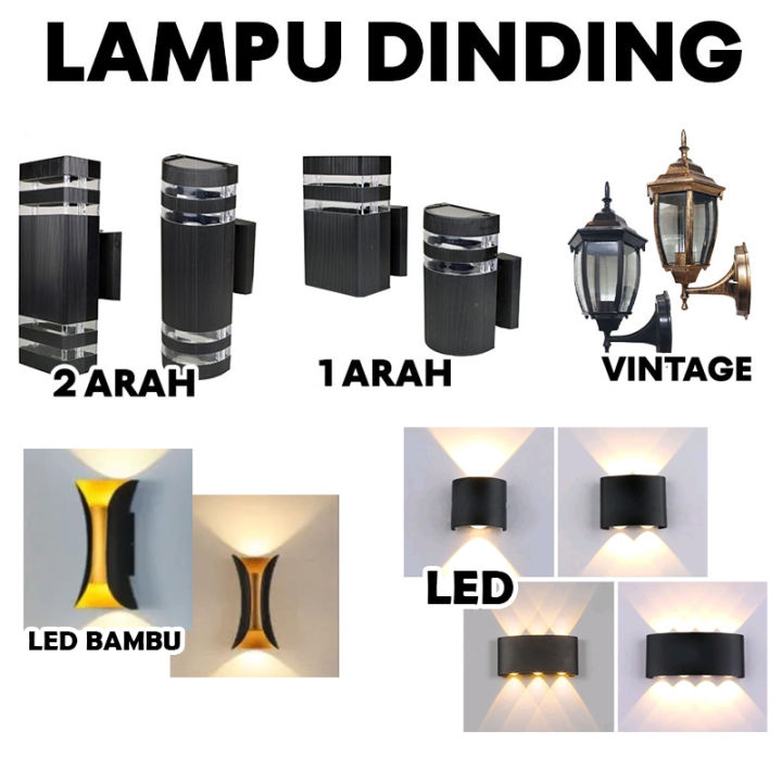 Lampu Dinding Tempel Hias Taman Pilar Teras Outdoor Arah Kotak Segi