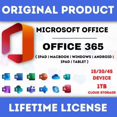 15 DEVICES LIFETIME Microsoft Office 365 OneDrive 5 TB For Windows